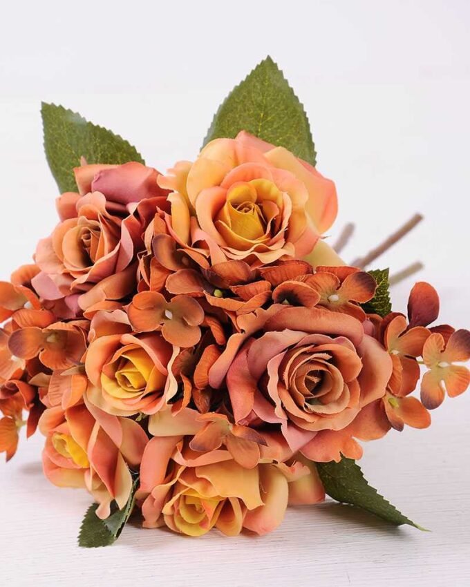 25cm Rose&Hydrangea bunch*8 GS-1450121-Y1