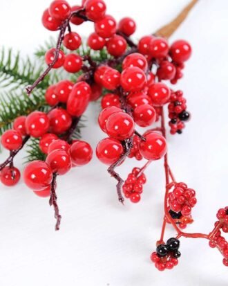 13*33cm red berry & Pine twigs spray GS-3010110