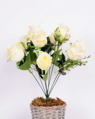 18*42cm Rose bush*9 GS-3150010-W1 Flowers Bush YeahFlower is one of Chinese leading OEM manufacturers and exporters , supplying the silk flowers, wholesale artificial trees 18*42cm Rose bush*9 GS-3150010-W1