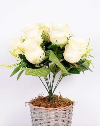 22*35cm Rose bush*9 GS-3150013-W1 Flowers Bush YeahFlower is one of Chinese leading OEM manufacturers and exporters , supplying the silk flowers, wholesale artificial trees 22*35cm Rose bush*9 GS-3150013-W1