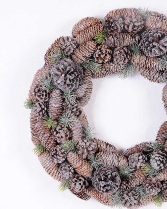 D:47CM Pinecone circle GS-3300115 Christmas Item YeahFlower is one of Chinese leading OEM manufacturers and exporters , supplying the silk flowers, wholesale artificial trees D:47CM Pinecone circle GS-3300115