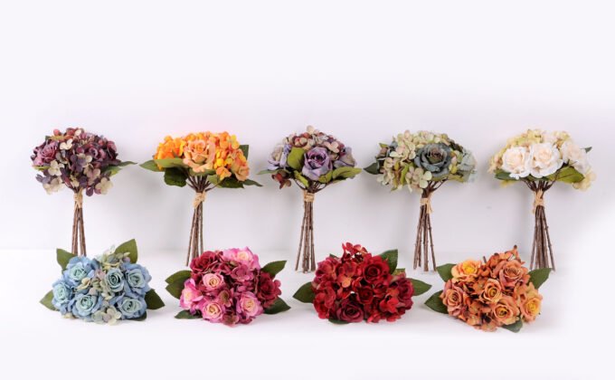 25cm Rose&Hydrangea bunch*8 GS-1450121-B1