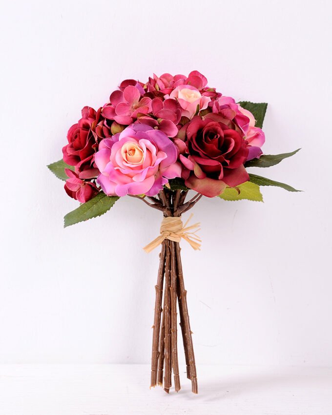 25cm Rose&Hydrangea bunch*8 GS-1450121-R2