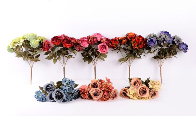 23*47cm Rose&hydrangea bush*7 GS-1450134-B1