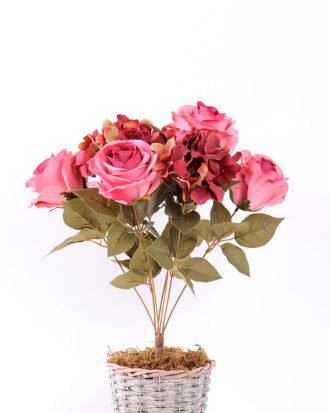 23*47cm Rose&hydrangea bush*7 GS-1450134-R2