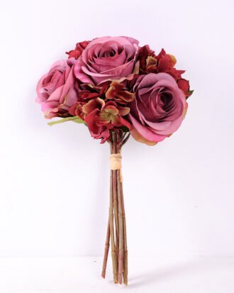 22*37cm Rose&hydrangea bouquet*7 GS-1450147-Z1 Bouquet YeahFlower is one of Chinese leading OEM manufacturers and exporters , supplying the silk flowers, wholesale artificial trees 22*37cm Rose&hydrangea bouquet*7 GS-1450147-Z1