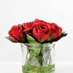 H:14cm Rose in Glass pot GS-0339636
