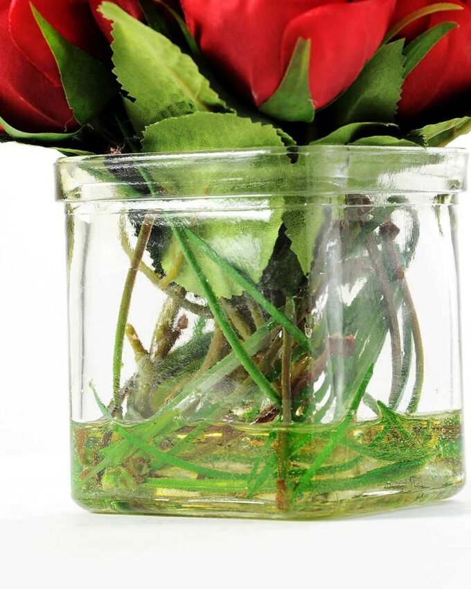 H:14cm Rose in Glass pot GS-0339636