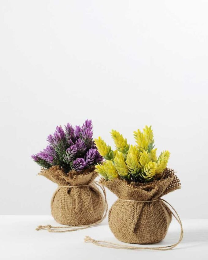 H:17cm  Pinecone in Burlap Wrap Pot GS-0339689