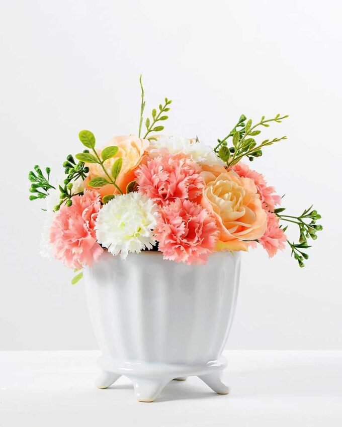 carnation and rose in ceramic pot  H:18CM GS-0339695