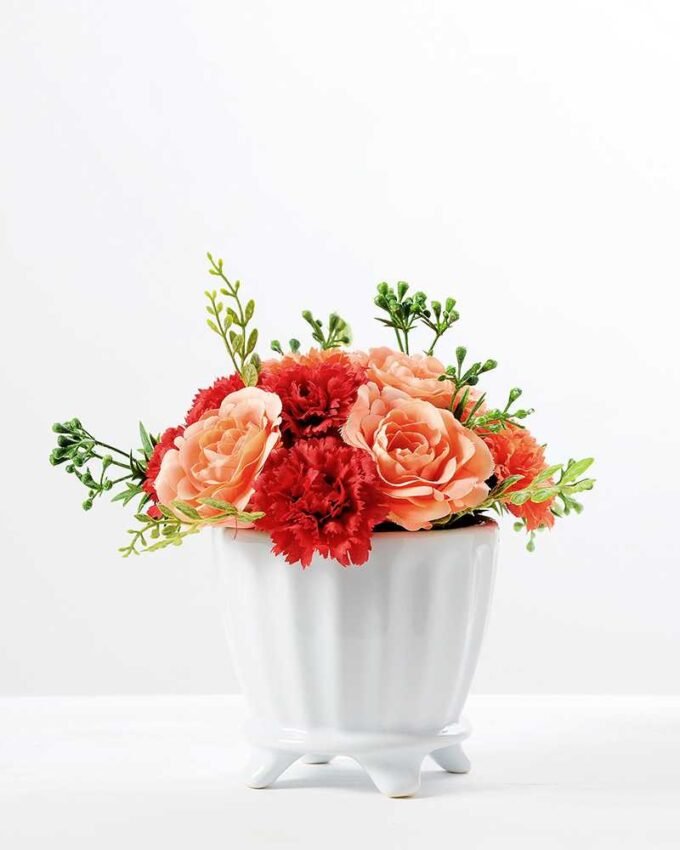 carnation and rose in ceramic pot  H:18CM GS-0339695