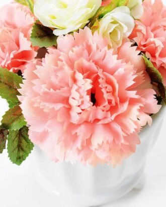 carnation and mini rose in ceramic pot H:11.5CM  GS-0339696