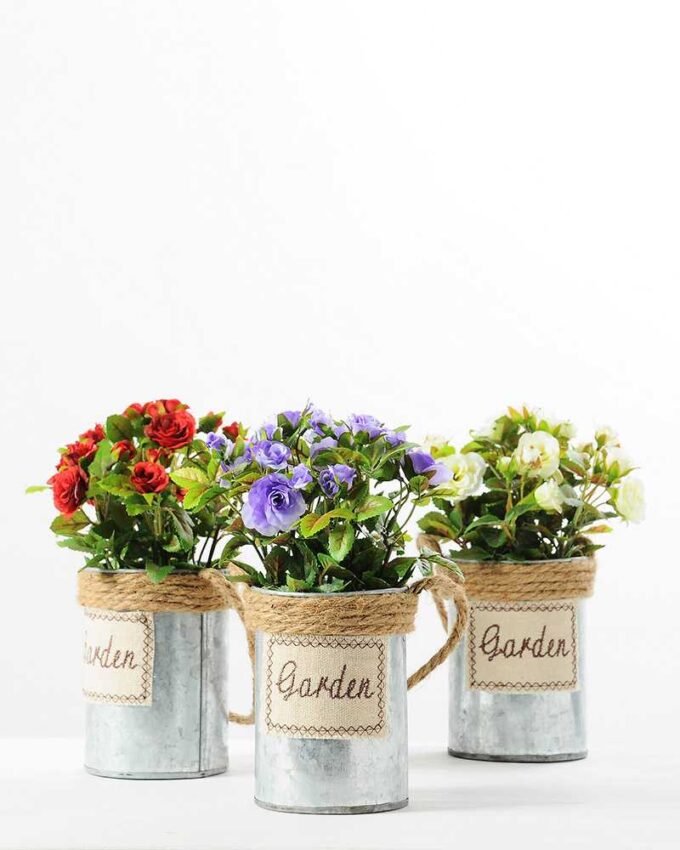 20CM Mini rose in metal Pot GS-0339699 4 20CM Mini rose in metal Pot GS-0339699