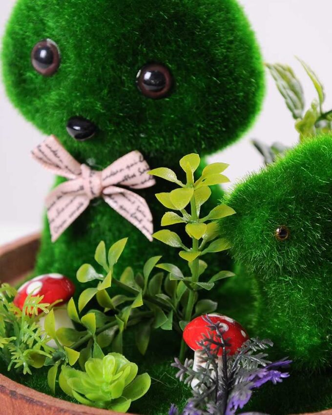 14*14*13CM POTTED FLOCKING BEAR CRAFTS GS-3890001