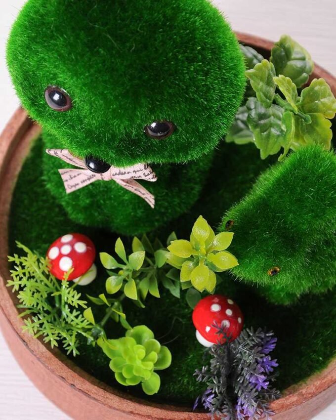 14*14*13CM POTTED FLOCKING BEAR CRAFTS GS-3890001