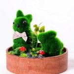 14*14*13CM POTTED FLOCKY RABBIT CRAFTS GS-3890002