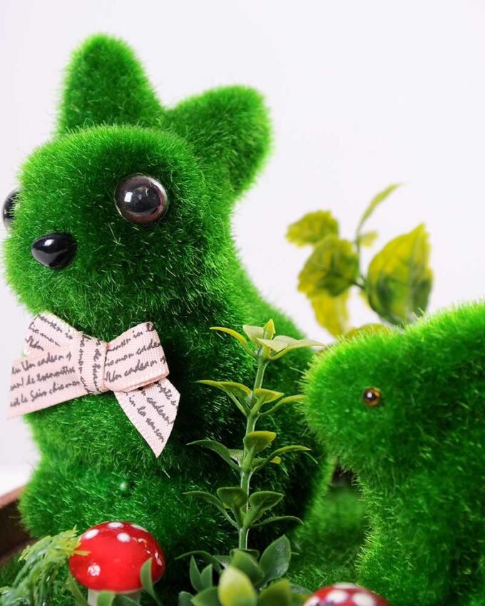 14*14*13CM POTTED FLOCKY RABBIT CRAFTS GS-3890002