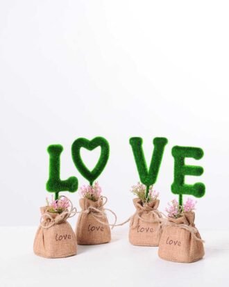 6.5*6.5*18CM POT WRAPPED FLAX FLOCKY CRAFTS SET SIZE(BOX):20.5*19*7.2CM GS-3890008