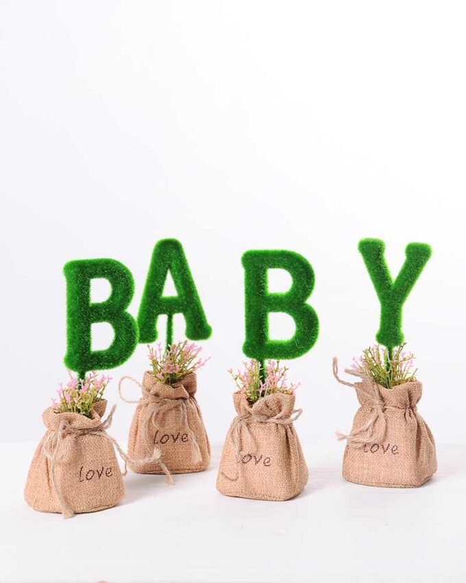 6.5*6.5*18CM POT WRAPPED FLAX FLOCKY CRAFTS SET SIZE(BOX):20.5*19*7.2CM GS-3890011