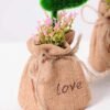 6.5*6.5*18CM POT WRAPPED FLAX FLOCKY CRAFTS SET SIZE(BOX):20.5*19*7.2CM GS-3890011