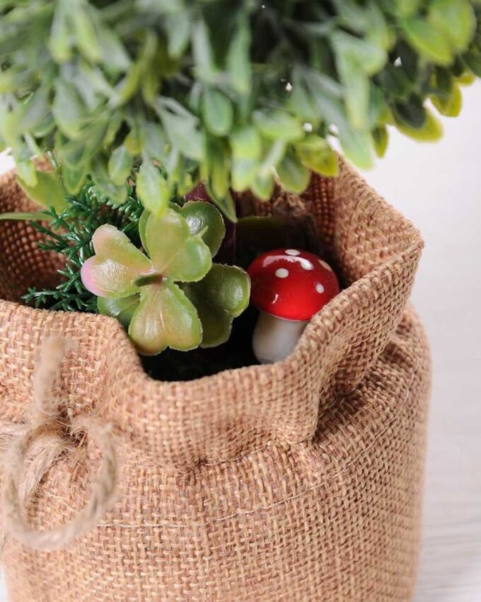 7.5*7.5*21CM POTTED WITH FLAX GRASS BALL GS-3890054