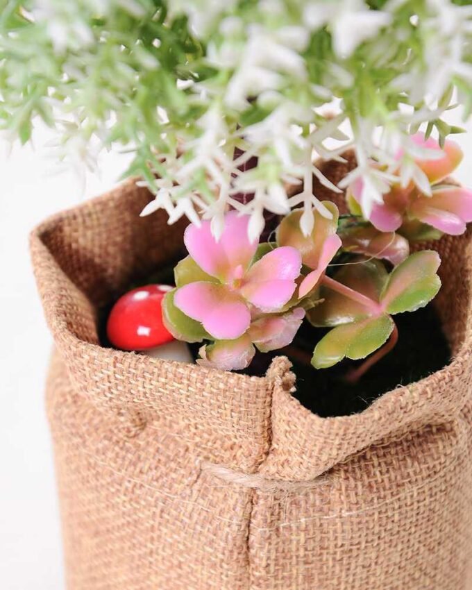 7.5*7.5*21CM POTTED WITH FLAX GRASS BALL GS-3890055