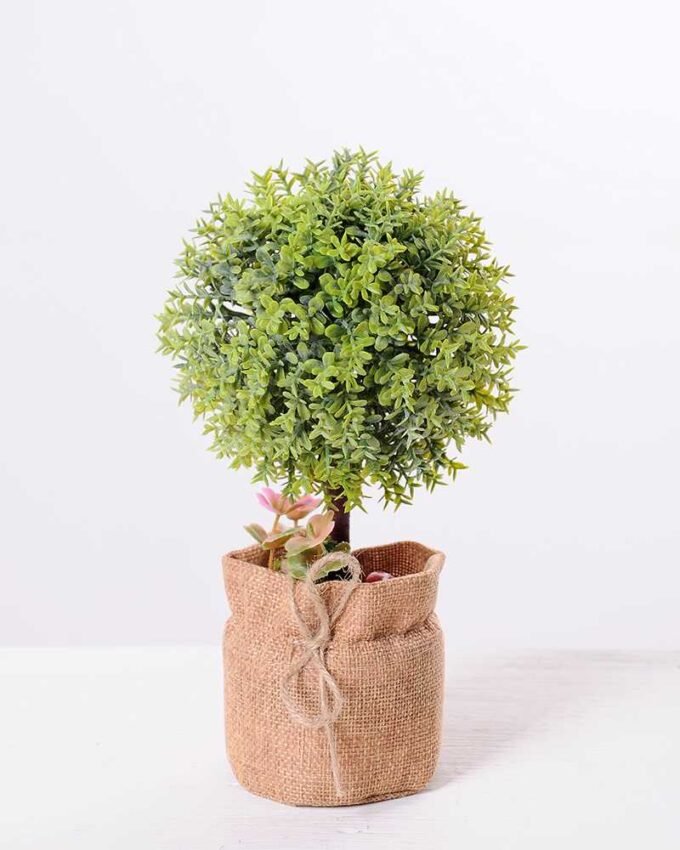 7.5*7.5*21CM POTTED WITH FLAX GRASS BALL GS-3890059