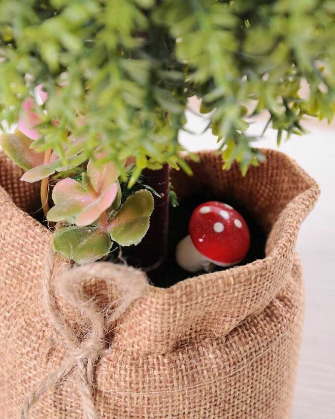 7.5*7.5*21CM POTTED WITH FLAX GRASS BALL GS-3890059