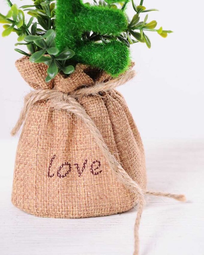 6.5*6.5*18CM POT WRAPPED FLAX FLOCKY CRAFTS GS-3890064