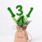 6.5*6.5*18CM POT WRAPPED FLAX FLOCKY CRAFTS GS-3890065