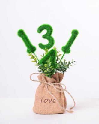 6.5*6.5*18CM POT WRAPPED FLAX FLOCKY CRAFTS GS-3890065