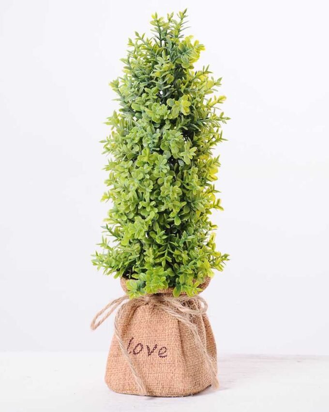 6.5*6.5*21CM POT WRAPPED FLAX FLOCKY CRAFTS GS-3890069