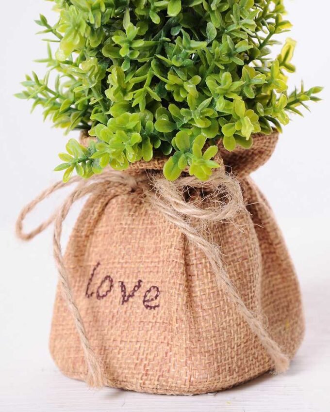 6.5*6.5*21CM POT WRAPPED FLAX FLOCKY CRAFTS GS-3890069