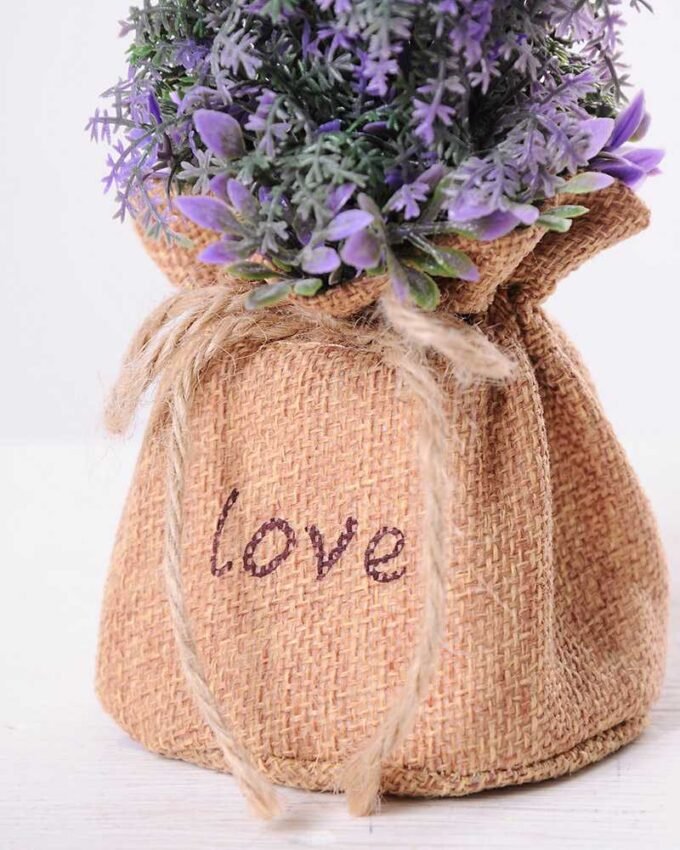 6.5*6.5*21CM POT WRAPPED FLAX FLOCKY CRAFTS GS-3890070