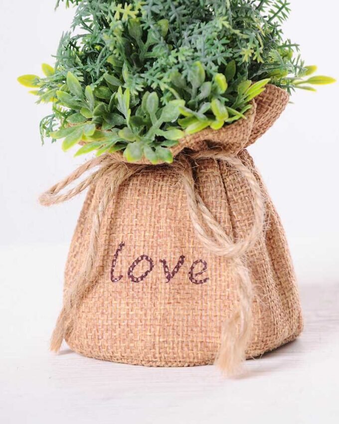 6.5*6 6.5*6.5*21CM POT WRAPPED FLAX FLOCKY CRAFTS GS-3890071