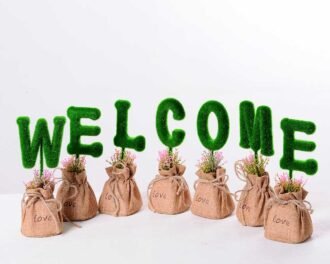 6.5*6.5*18CM POT WRAPPED FLAX FLOCKY CRAFTS 1SET PACKING IN A BOX GS-3890072