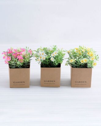 Artificial Flower 12*12*14cm Daisies in paper pot GS-03318091-P1 Potted Flowers&Plants YeahFlower is one of Chinese leading OEM manufacturers and exporters , supplying the silk flowers, wholesale artificial trees Artificial Flower 12*12*14cm Daisies in paper pot GS-03318091-P1