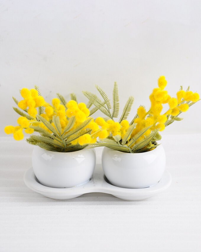 Artificial Flower 20*12*12cm Mimosa in ceramic pot  GS-03318043