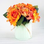Artificial Flower H:16cm Rose Hydrangea in Glassware GS-6660581-O1