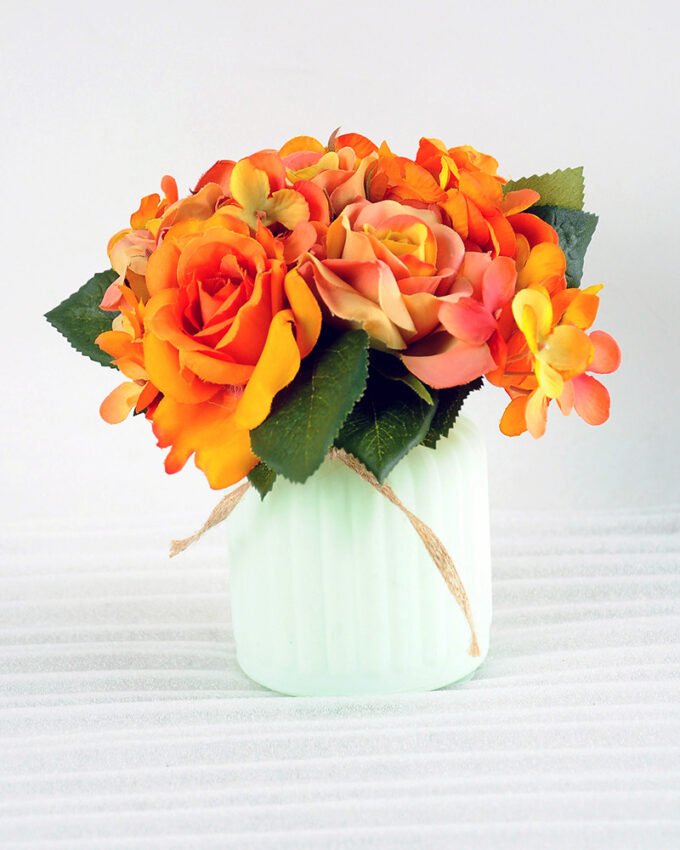 Artificial Flower H:16cm Rose Hydrangea in Glassware GS-6660581-O1 1 Artificial Flower H:16cm Rose Hydrangea in Glassware GS-6660581-O1