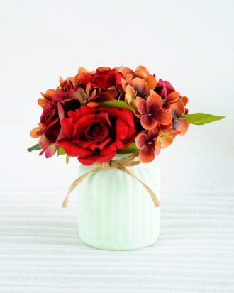 Artificial Flower H:16cm Rose Hydrangea in Glassware GS-6660581-R1