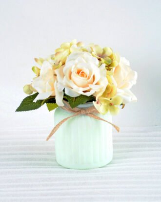 Artificial Flower H:16cm Rose Hydrangea in Glassware GS-6660581-W1
