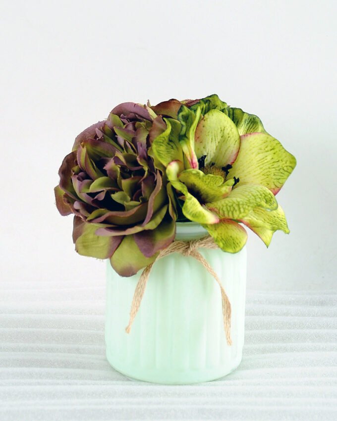 Artificial Flower H:15cm Rose  in Glassware GS-6660582-G1