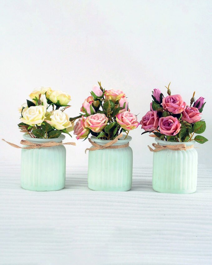 Artificial Flower H:19cm Rose  in Glassware GS-6660584-P2