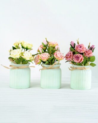 Artificial Flower H:19cm Rose  in Glassware GS-6660584-W1