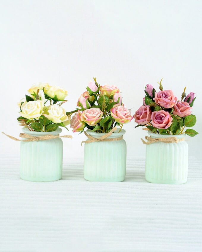 Artificial Flower H:19cm Rose  in Glassware GS-6660584-W1