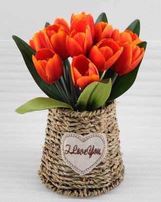 Artificial Flower 25*25*25cm Tulip in basket GS-03318120