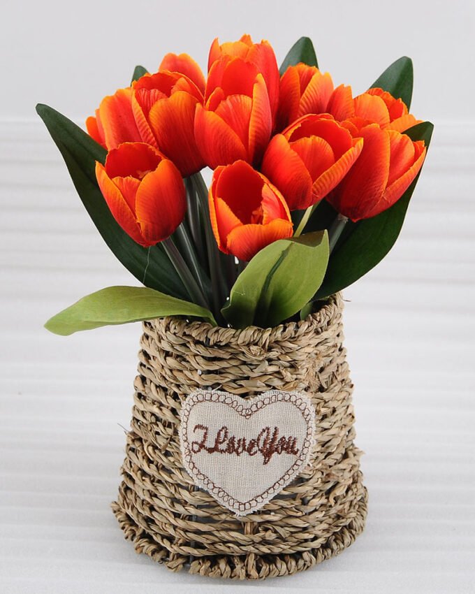 Artificial Flower 25*25*25cm Tulip in basket GS-03318120