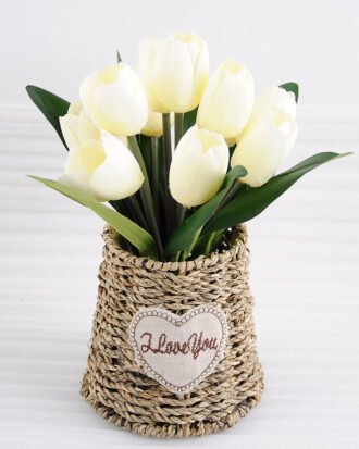 Artificial Flower 25*25*25cm Tulip in basket GS-03318120