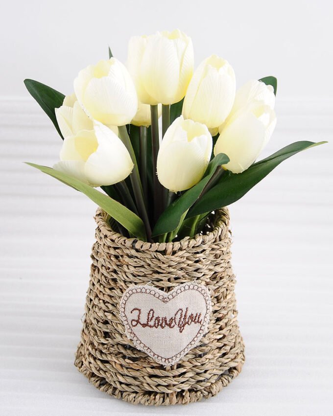 Artificial Flower 25*25*25cm Tulip in basket GS-03318120